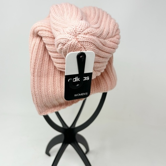 ADIDAS Women’s Rose Pink HAWTHORN FOLD Ribbed Knit Cap Beanie Hat One Size - Picture 3 of 5